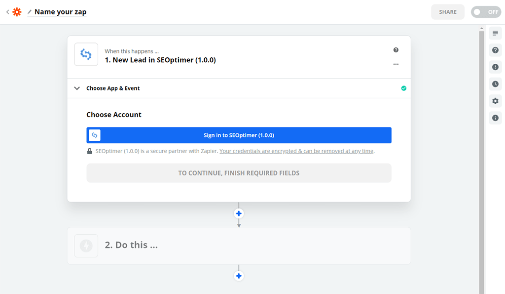 Zapier app step 3